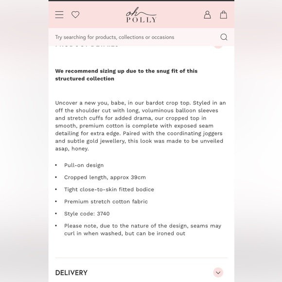 Oh polly Exposed Seam Bardot Crop Top in Blue - Picture 4 of 4